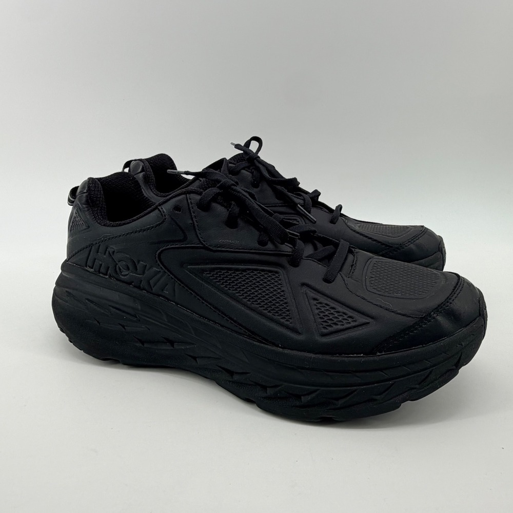 Hoka One One Bondi LTR Mens 11 Triple Black 1019496 BLK Leather Walking - Picture 2 of 9